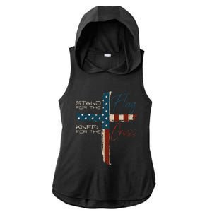 USA Flag Religious Quote 4th Of July Christian Faith Ladies PosiCharge Tri-Blend Wicking Draft Hoodie Tank