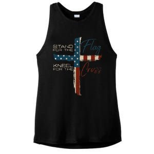 USA Flag Religious Quote 4th Of July Christian Faith Ladies PosiCharge Tri-Blend Wicking Tank