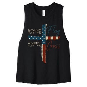 USA Flag Religious Quote 4th Of July Christian Faith Women's Racerback Cropped Tank