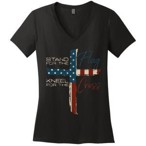 USA Flag Religious Quote 4th Of July Christian Faith Women's V-Neck T-Shirt