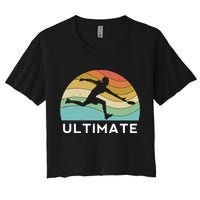 Ultimate Frisbee Retro Player Flying Disc Throwing Meaningful Gift Women's Crop Top Tee