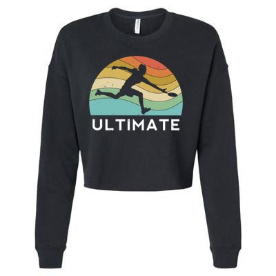 Ultimate Frisbee Retro Player Flying Disc Throwing Meaningful Gift Cropped Pullover Crew