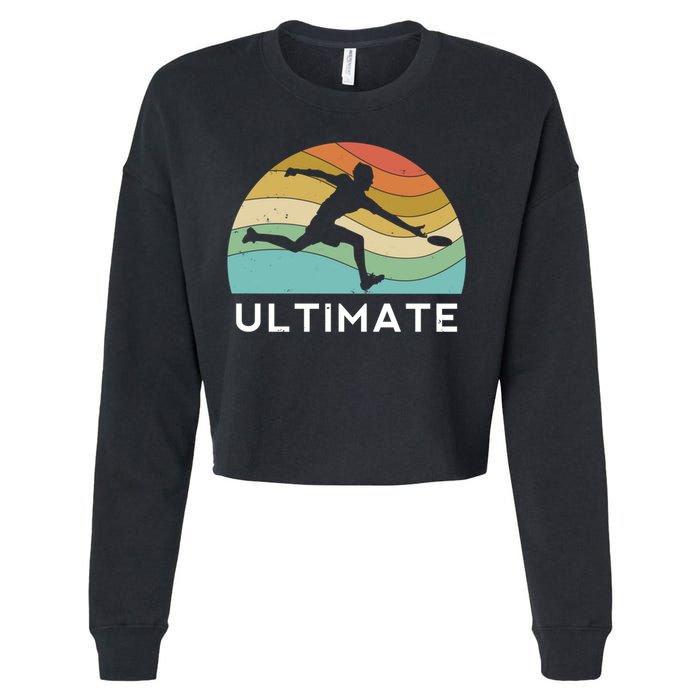 Ultimate Frisbee Retro Player Flying Disc Throwing Meaningful Gift Cropped Pullover Crew
