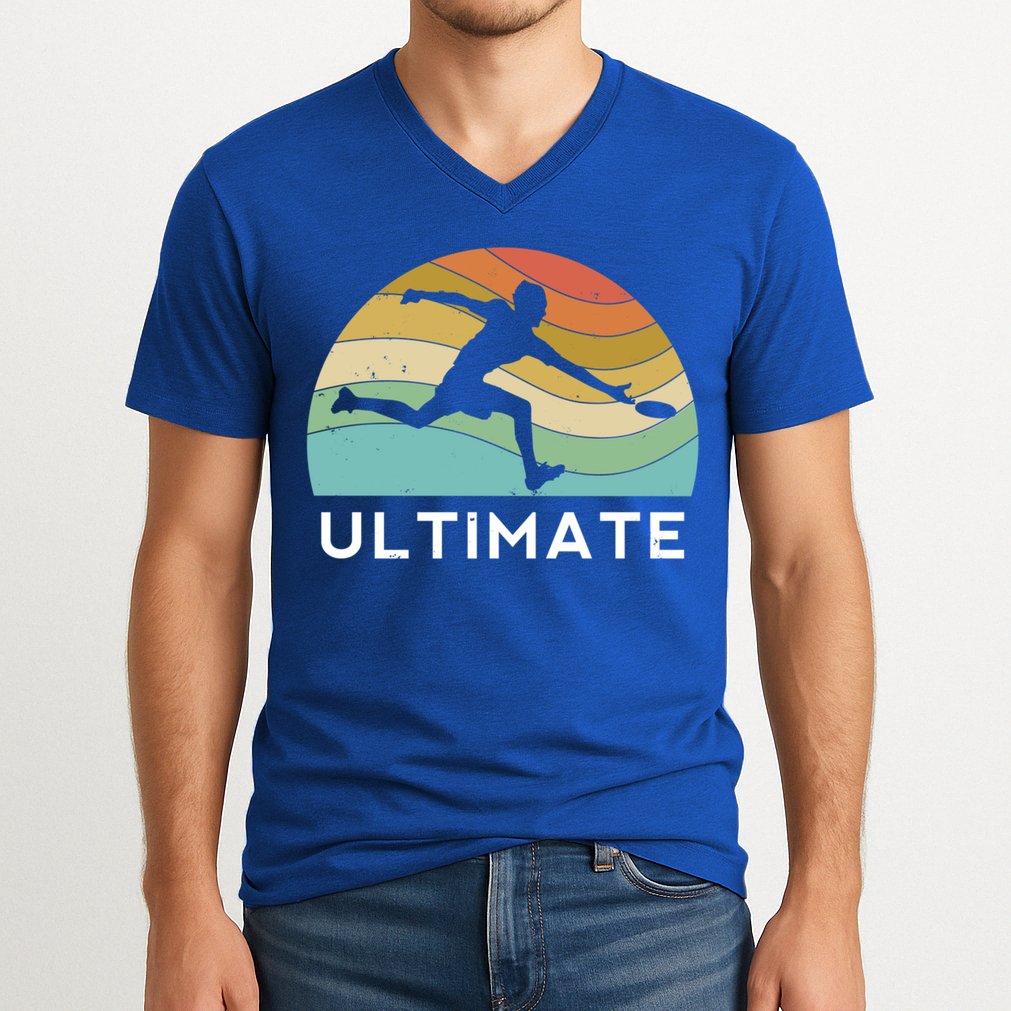 Ultimate Frisbee Retro Player Flying Disc Throwing Meaningful Gift V-Neck T-Shirt
