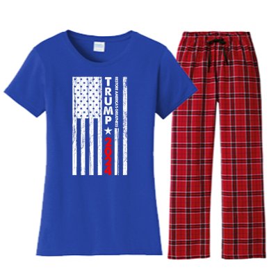 Usa Flag Restore AmericaS Greatness Trump 2024 Cute Gift Women's Flannel Pajama Set