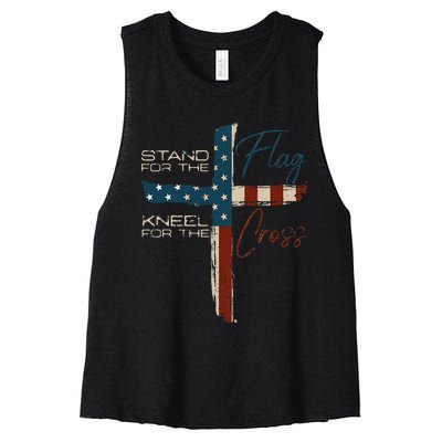 USA Flag Religious Quote 4th Of July Christian Women's Racerback Cropped Tank