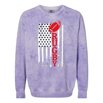 USA Flag Rugby Vintage Colorblast Crewneck Sweatshirt