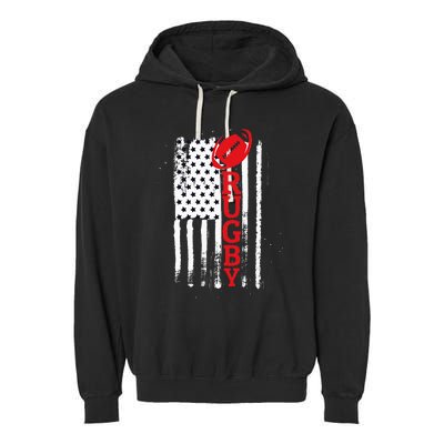 USA Flag Rugby Vintage Garment-Dyed Fleece Hoodie