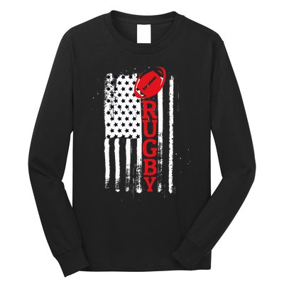 USA Flag Rugby Vintage Long Sleeve Shirt