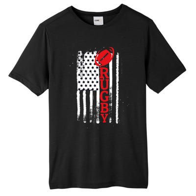 USA Flag Rugby Vintage Tall Fusion ChromaSoft Performance T-Shirt