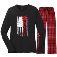 USA Flag Rugby Vintage Women's Long Sleeve Flannel Pajama Set 