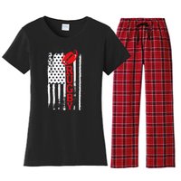 USA Flag Rugby Vintage Women's Flannel Pajama Set