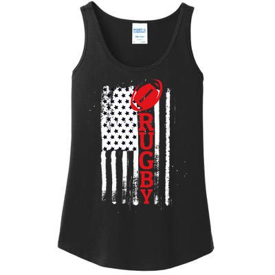 USA Flag Rugby Vintage Ladies Essential Tank