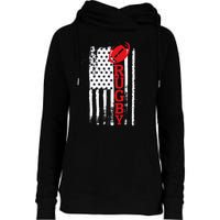 USA Flag Rugby Vintage Womens Funnel Neck Pullover Hood