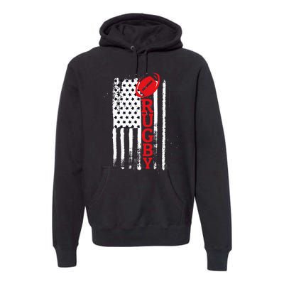 USA Flag Rugby Vintage Premium Hoodie