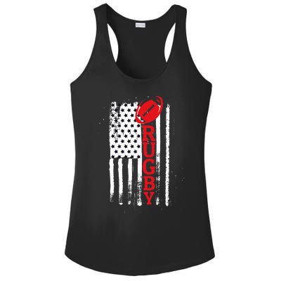 USA Flag Rugby Vintage Ladies PosiCharge Competitor Racerback Tank