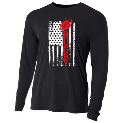 USA Flag Rugby Vintage Cooling Performance Long Sleeve Crew