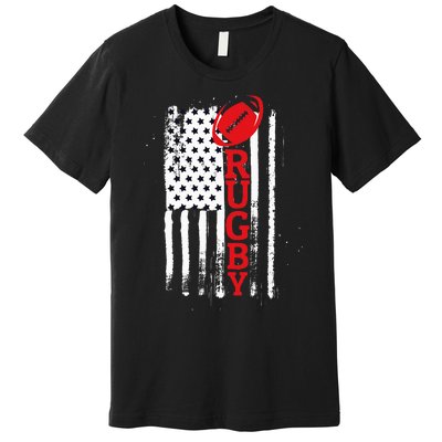 USA Flag Rugby Vintage Premium T-Shirt