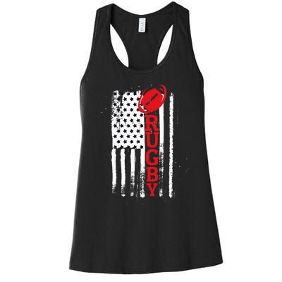 USA Flag Rugby Vintage Women's Racerback Tank