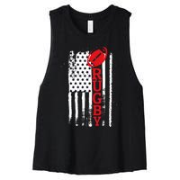 USA Flag Rugby Vintage Women's Racerback Cropped Tank