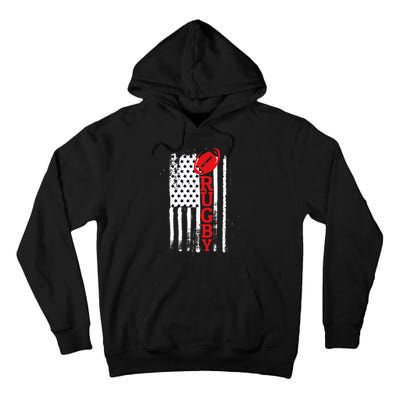 USA Flag Rugby Vintage Tall Hoodie