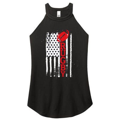 USA Flag Rugby Vintage Women's Perfect Tri Rocker Tank