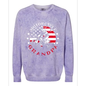 Usa Flag Rider Riding Motorcycle Grandpa Dirt Bike Cool Gift Colorblast Crewneck Sweatshirt