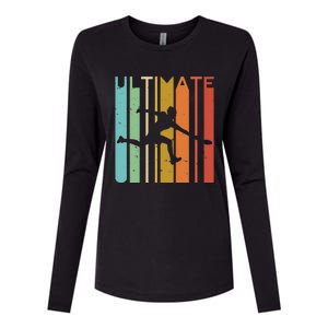 Ultimate Frisbee Retro Player Flying Disc Throwing Womens Cotton Relaxed Long Sleeve T-Shirt