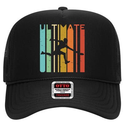 Ultimate Frisbee Retro Player Flying Disc Throwing High Crown Mesh Back Trucker Hat