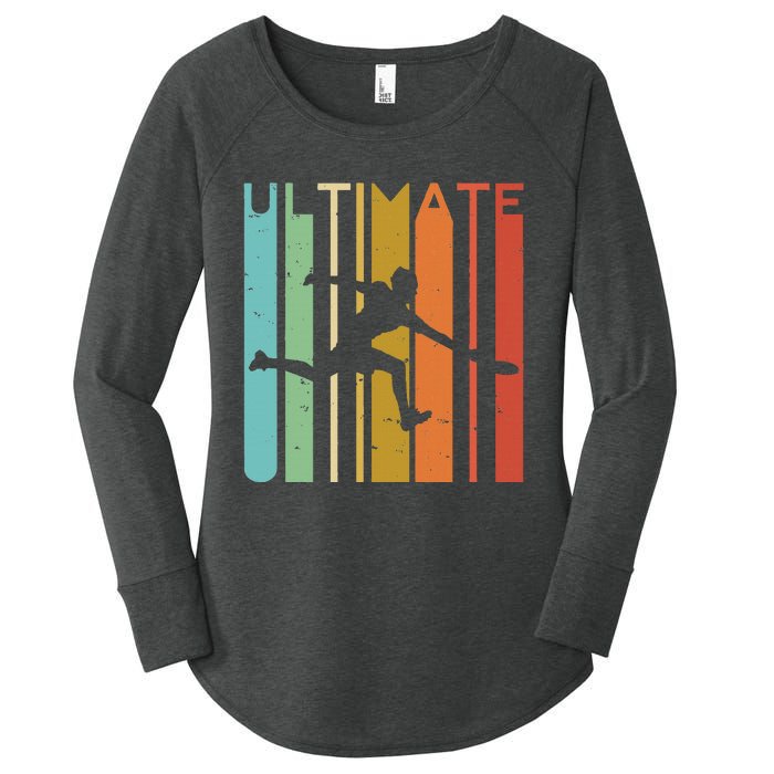 Ultimate Frisbee Retro Player Flying Disc Throwing Women's Perfect Tri Tunic Long Sleeve Shirt