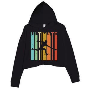 Ultimate Frisbee Retro Player Flying Disc Throwing Crop Fleece Hoodie