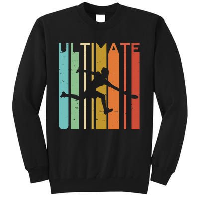 Ultimate Frisbee Retro Player Flying Disc Throwing Tall Sweatshirt