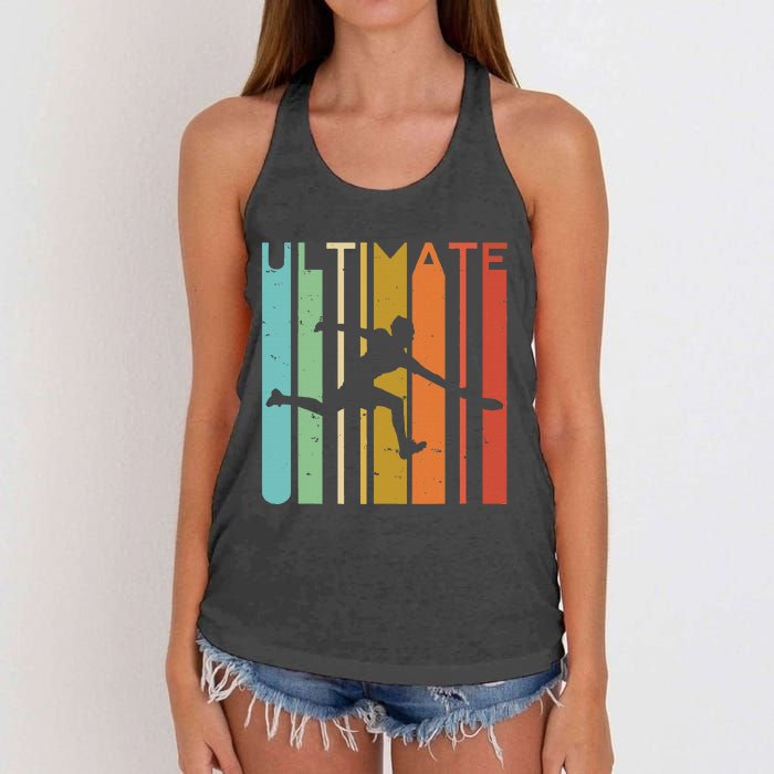 Ultimate Frisbee Retro Player Flying Disc Throwing Women's Knotted Racerback Tank