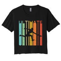 Ultimate Frisbee Retro Player Flying Disc Throwing Women's Crop Top Tee