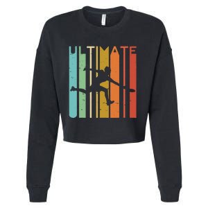 Ultimate Frisbee Retro Player Flying Disc Throwing Cropped Pullover Crew