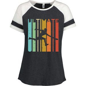 Ultimate Frisbee Retro Player Flying Disc Throwing Enza Ladies Jersey Colorblock Tee