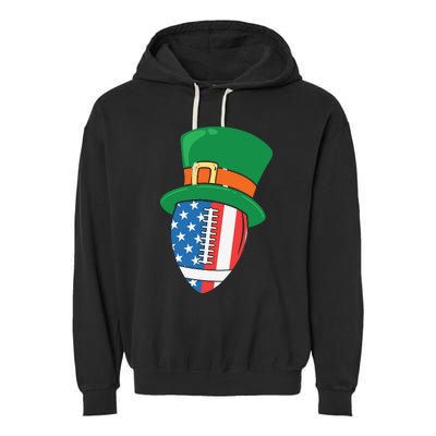 USA Flag Rugby Leprechaun St Patricks Day Garment-Dyed Fleece Hoodie