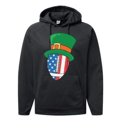 USA Flag Rugby Leprechaun St Patricks Day Performance Fleece Hoodie