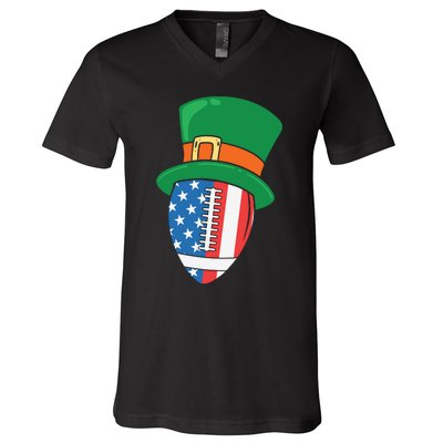 USA Flag Rugby Leprechaun St Patricks Day V-Neck T-Shirt