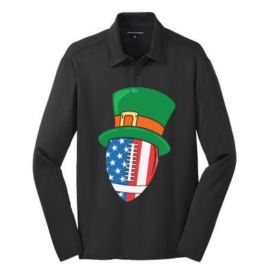 USA Flag Rugby Leprechaun St Patricks Day Silk Touch Performance Long Sleeve Polo