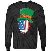 USA Flag Rugby Leprechaun St Patricks Day Tie-Dye Long Sleeve Shirt