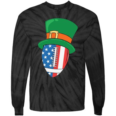 USA Flag Rugby Leprechaun St Patricks Day Tie-Dye Long Sleeve Shirt