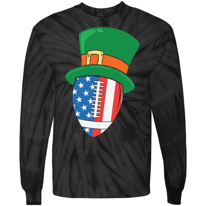 USA Flag Rugby Leprechaun St Patricks Day Tie-Dye Long Sleeve Shirt