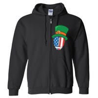 USA Flag Rugby Leprechaun St Patricks Day Full Zip Hoodie