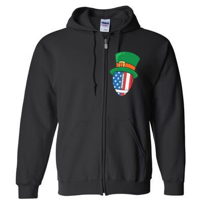 USA Flag Rugby Leprechaun St Patricks Day Full Zip Hoodie