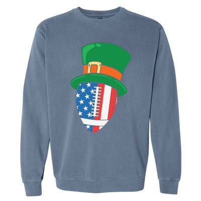 USA Flag Rugby Leprechaun St Patricks Day Garment-Dyed Sweatshirt