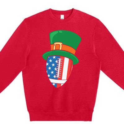 USA Flag Rugby Leprechaun St Patricks Day Premium Crewneck Sweatshirt