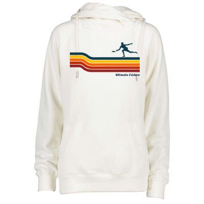 Ultimate Frisbee Retro Color Lines Womens Funnel Neck Pullover Hood