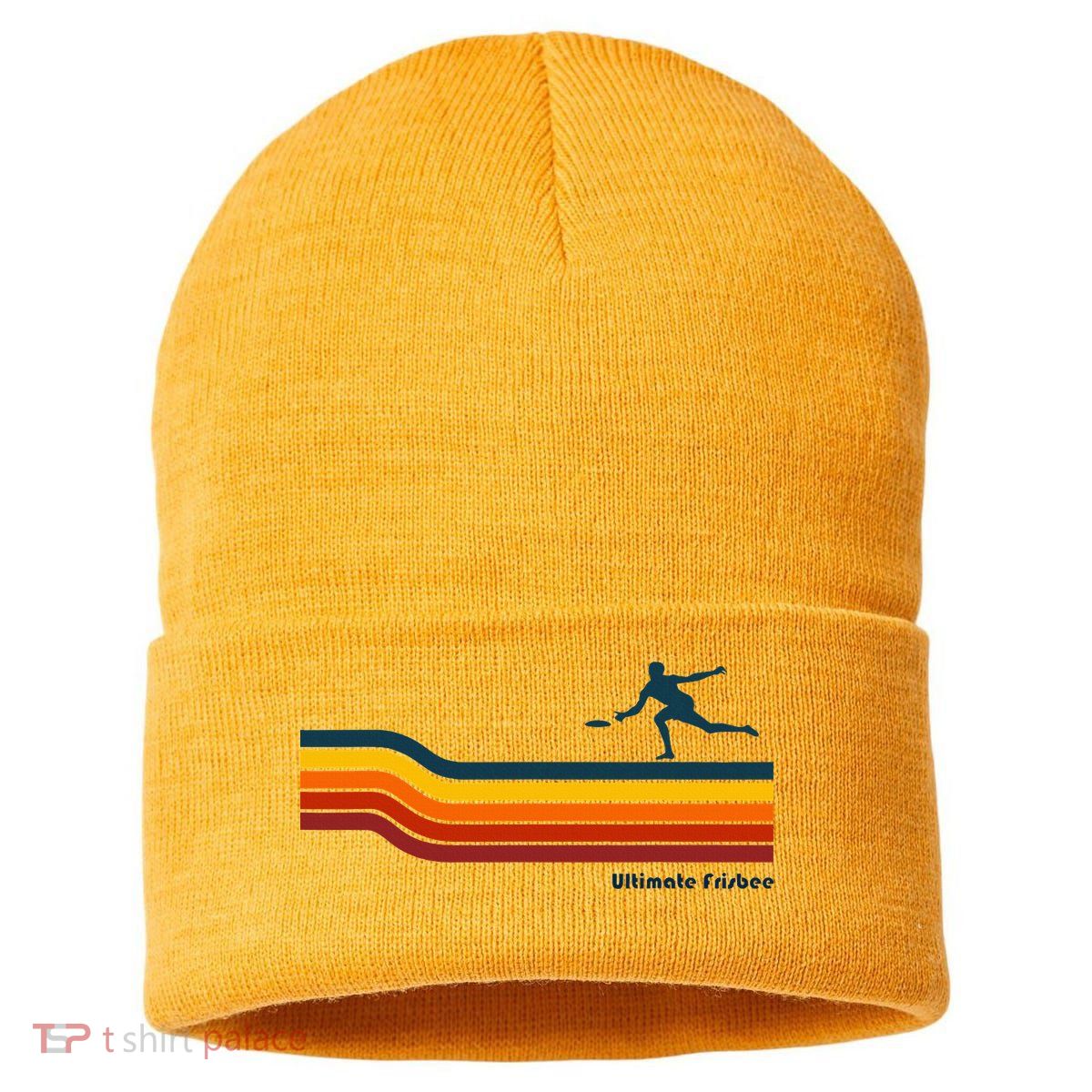 Ultimate Frisbee Retro Color Lines Sustainable Knit Beanie