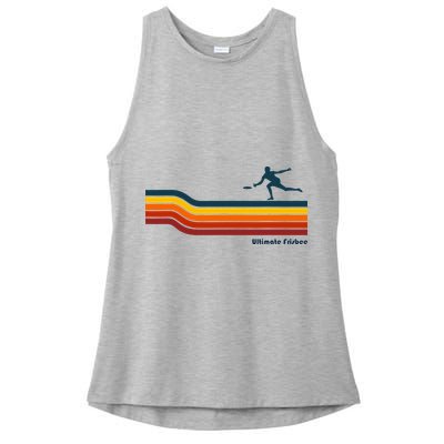 Ultimate Frisbee Retro Color Lines Ladies PosiCharge Tri-Blend Wicking Tank